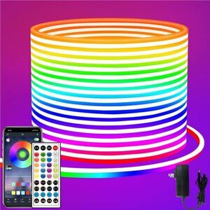 66FT RGB LED Neon Rope Lights Waterproof Color Changing Flexible Strip Lights